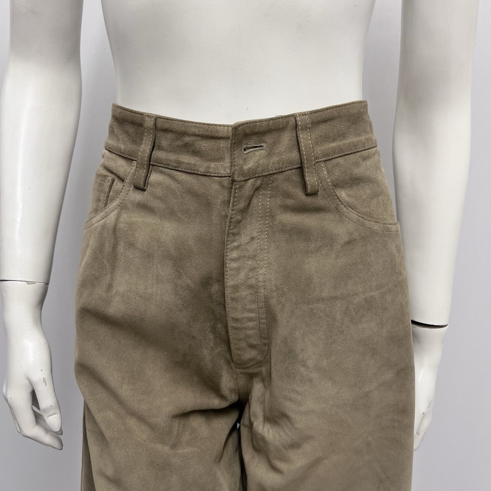 Trussardi Suede Long Shorts Khaki Taupe Tone Size 10 - Picture 5 of 8